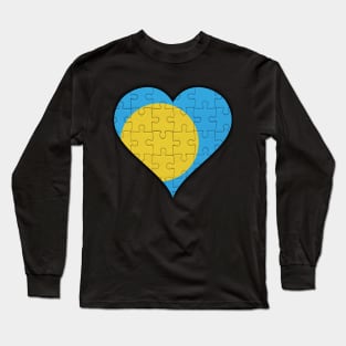 Palauan Jigsaw Puzzle Heart Design - Gift for Palauan With Palau Roots Long Sleeve T-Shirt